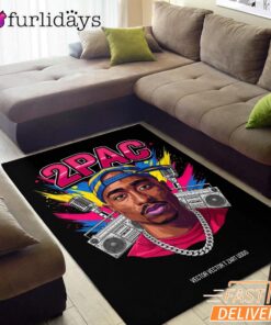 Tupac Neon Retro Boombox Rectangle Rug