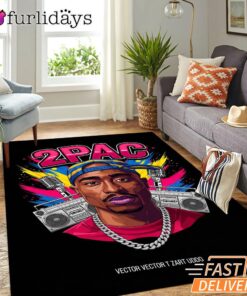 Tupac Neon Retro Boombox Rectangle Rug