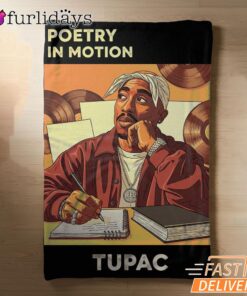 Tupac Poetry Motion Brown Blanket