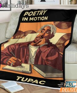 Tupac Poetry Motion Brown Blanket