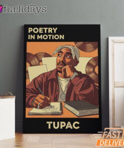 Tupac Poetry Motion Brown Canvas, Rap Lengends Poster