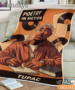 Tupac Poetry Motion Orange Blanket