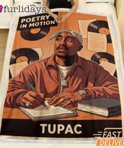 Tupac Poetry Motion Orange Blanket