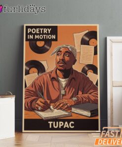 Tupac Poetry Motion Orange Canvas, Rap Lengends Poster