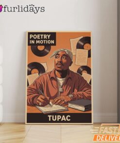 Tupac Poetry Motion Orange Canvas, Rap Lengends Poster