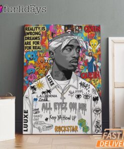 Tupac Real Vision Graffiti Canvas, Rap Lengends Poster
