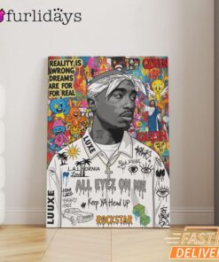 Tupac Real Vision Graffiti Canvas, Rap Lengends Poster