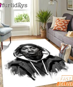 Tupac Rectangle Rug Black White