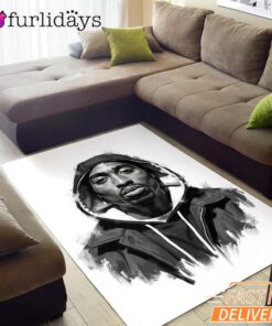 Tupac Rectangle Rug Black White