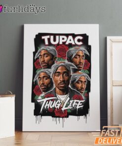 Tupac Roses Thug Life Canvas, Rap Lengends Poster
