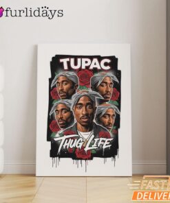Tupac Roses Thug Life Canvas, Rap Lengends Poster