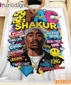Tupac Shakur King Graffiti Blanket