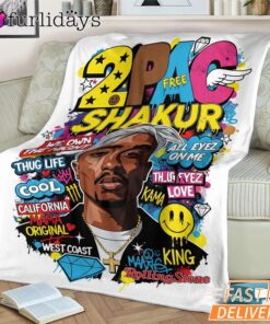 Tupac Shakur King Graffiti Blanket