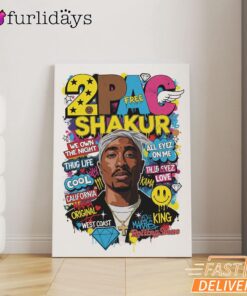Tupac Shakur King Graffiti Canvas, Rap Lengends Poster