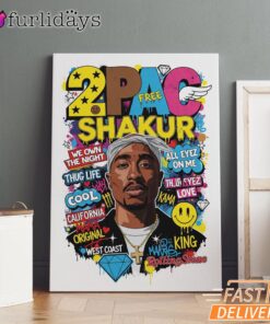 Tupac Shakur King Graffiti Canvas, Rap Lengends Poster