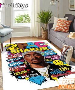 Tupac Shakur King Graffiti Rectangle Rug