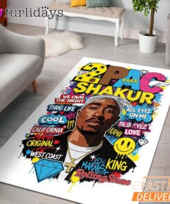 Tupac Shakur King Graffiti Rectangle Rug