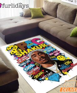 Tupac Shakur King Graffiti Rectangle Rug