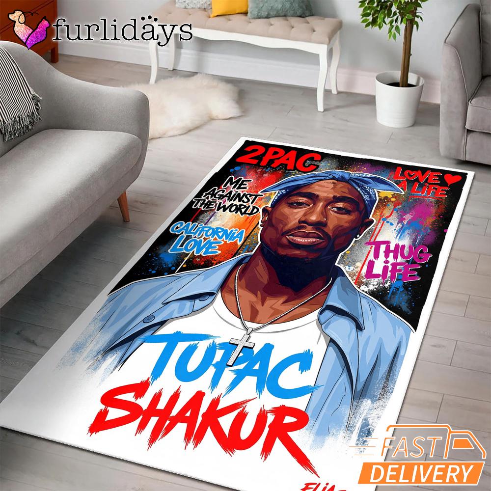 Tupac Shakur Pop Art Rectangle Rug Tupac Shakur Pop Art Rectangle Rug