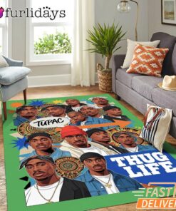 Tupac Thug Life Crew Graphic Rectangle Rug