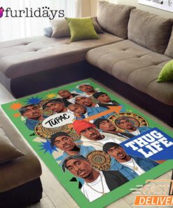 Tupac Thug Life Crew Graphic Rectangle Rug