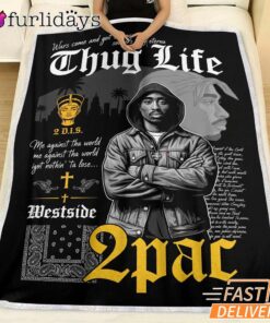 Tupac Thug Life Cross Blanket