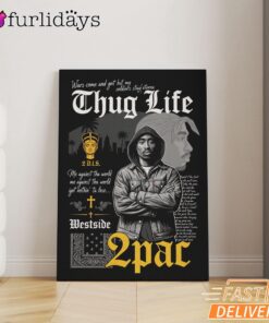 Tupac Thug Life Cross Canvas, Rap Lengends Poster
