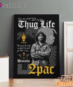 Tupac Thug Life Cross Canvas, Rap Lengends Poster