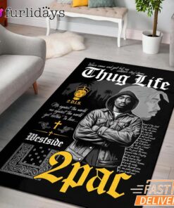 Tupac Thug Life Cross Rectangle Rug
