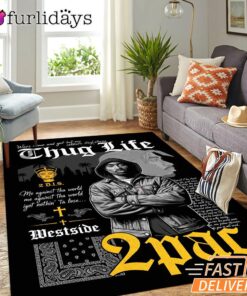 Tupac Thug Life Cross Rectangle Rug