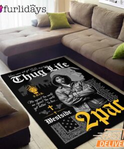 Tupac Thug Life Cross Rectangle Rug