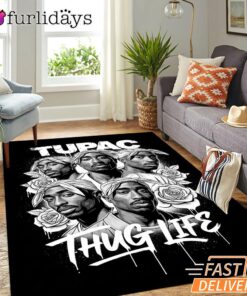 Tupac Thug Life Group Collage Rectangle Rug