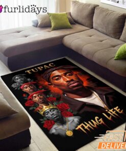 Tupac Thug Life Legendary Rap Rectangle Rug