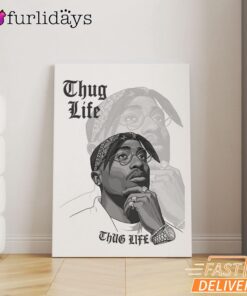 Tupac Thug Life Sketch Canvas, Rap Lengends Poster