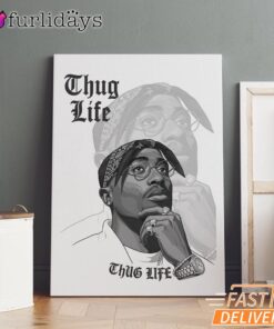 Tupac Thug Life Sketch Canvas, Rap Lengends Poster