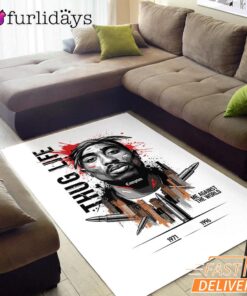 Tupac Thug Life Sketch Minimal Rectangle Rug