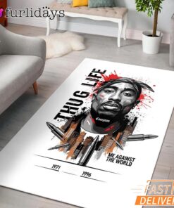 Tupac Thug Life Sketch Minimal Rectangle Rug
