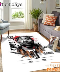 Tupac Thug Life Sketch Minimal Rectangle Rug