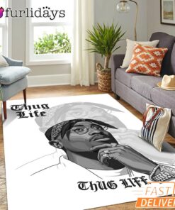 Tupac Thug Life Sketch Rectangle Rug