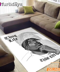 Tupac Thug Life Sketch Rectangle Rug