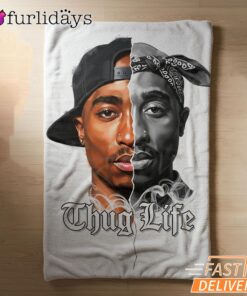 Tupac Thug Life Split Face Blanket