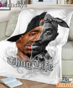 Tupac Thug Life Split Face Blanket