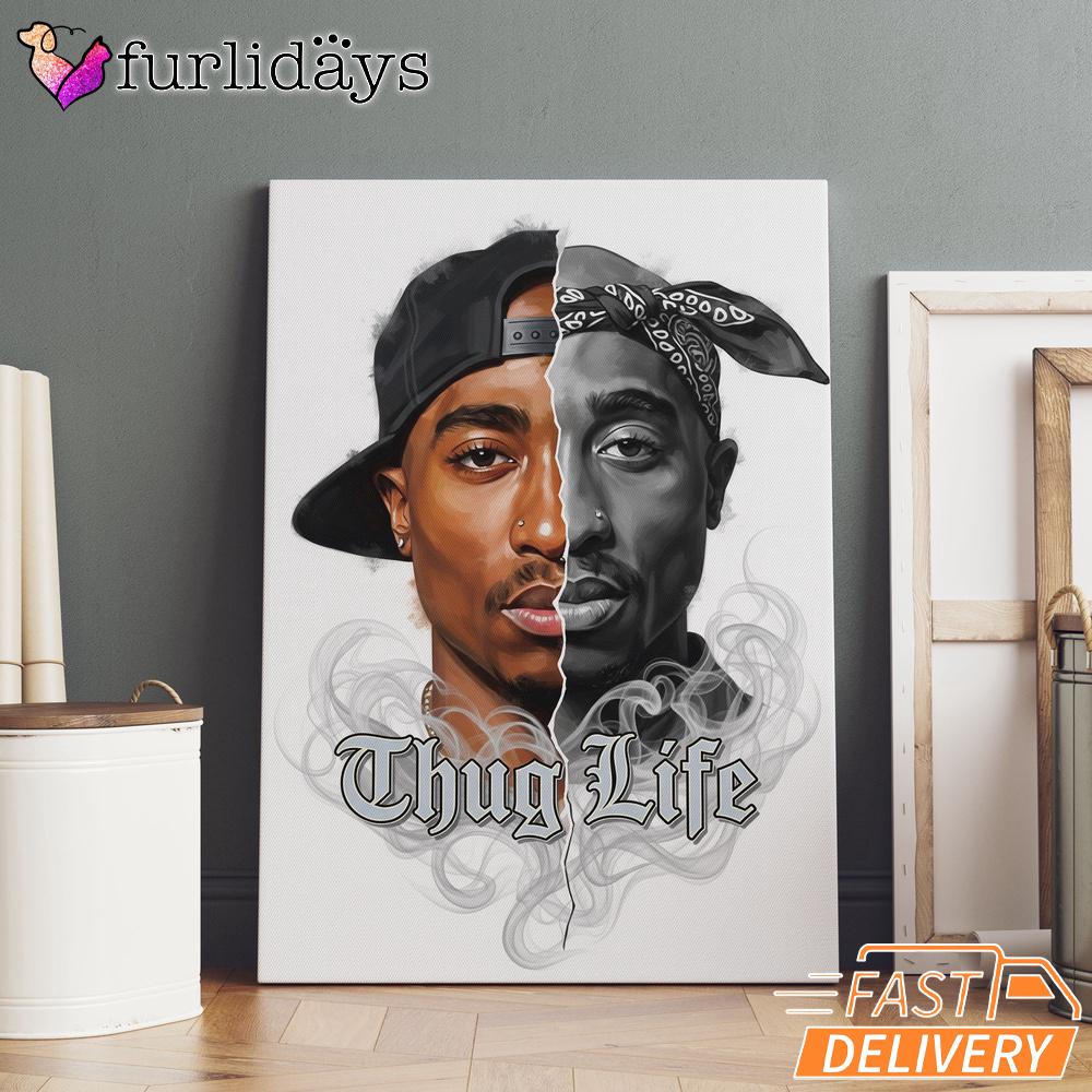 Tupac Thug Life Split Face Canvas, Rap Lengends Poster Tupac Thug Life Split Face Canvas, Rap Lengends Poster