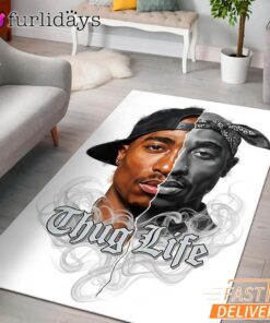 Tupac Thug Life Split Face Rectangle Rug