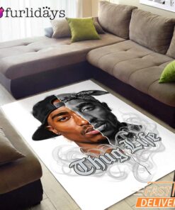 Tupac Thug Life Split Face Rectangle Rug