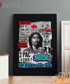Tupac Thug Life Street Legend Graphic Art Canvas, Rap Lengends Poster
