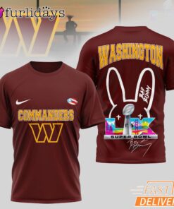 Washington Commanders Bad Bunny Signature Super Bowl 2026 T-Shirt