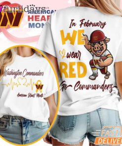 Washington Commanders NFL American Heart Month 3D T-Shirt