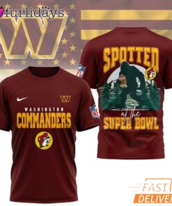 Washington Commanders NFL Bigfoot At The Super Bowl 3D T-Shirt