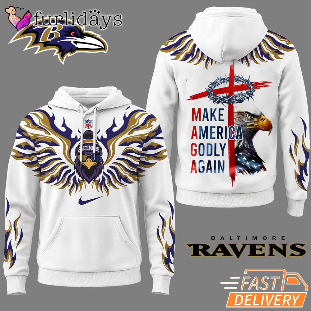 Baltimore Ravens Make America Godly Again 3D Hoodie Baltimore Ravens Make America Godly Again 3D Hoodie